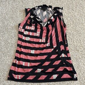 Worthington Pink and Black Geometric Blouse